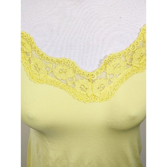 Vintage Y2K Lace Trim Cami Tank Top Womens Med Butter Yellow Top Shirt Blouse - Picture 3 of 4
